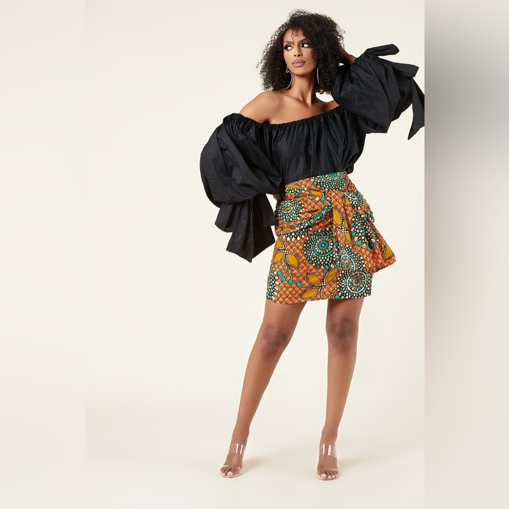 🌍Grass-fields African Print Surayah Mini Skirt